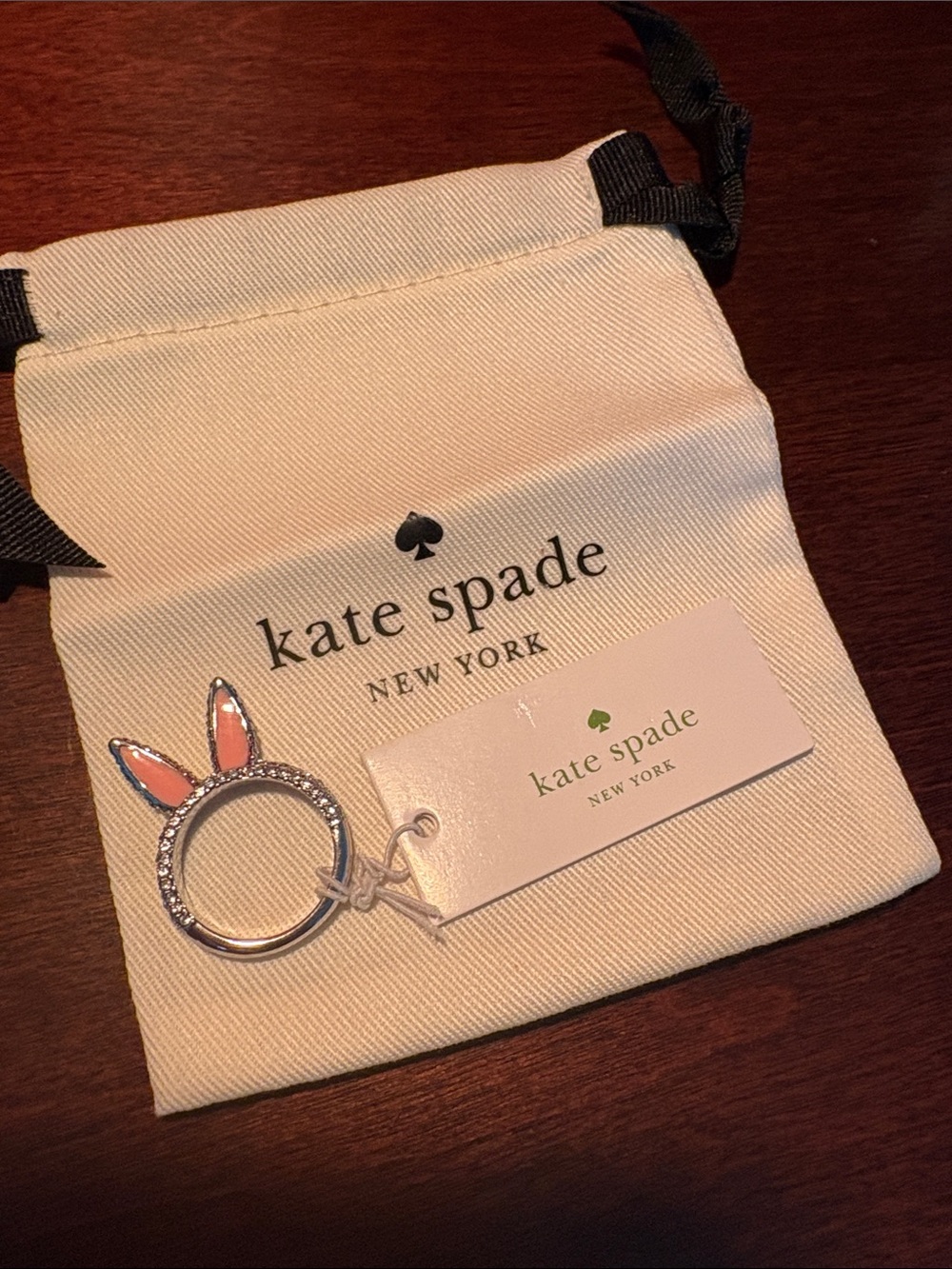 Rare Kate Spade Swarovski rabbit ears ring